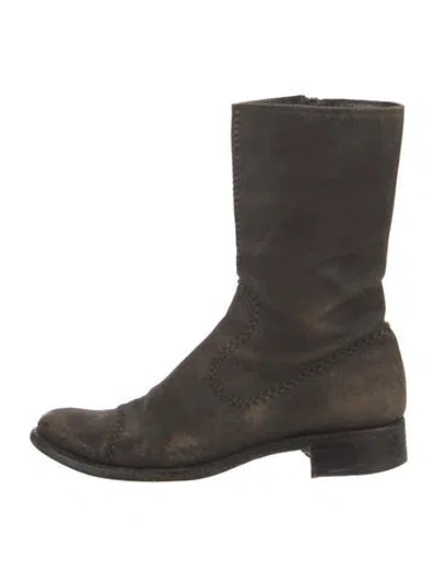 Pre-owned Rocco P Suede Boots In Brown/grey