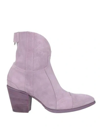 Rocco P . Woman Ankle Boots Lilac Size 7 Leather In Purple