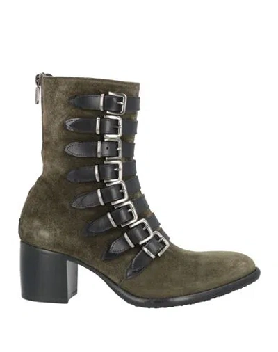 Rocco P . Woman Ankle Boots Military Green Size 8 Leather