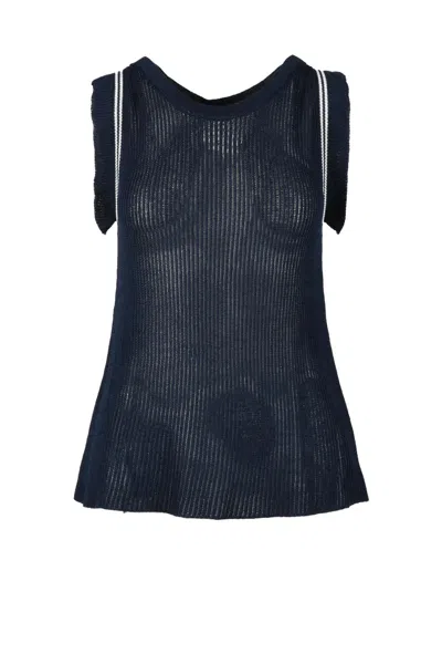 Rocco Ragni Blue Lurex Knit In Black