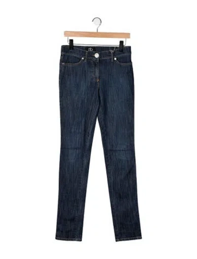 Pre-owned Roccobarocco Mid-rise Skinny Leg Jeans In Blue