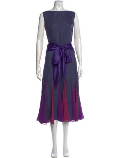 Pre-owned Roccobarocco Printed Midi Length Dress In Purple
