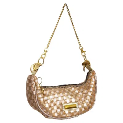 Pre-owned Roccobarocco Rocco Barocco Vintage Glittering Fabric Handbag In Brown