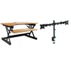 Rocelco 40" Large Height Adjustable Standing Desk Converter With Dual Monitor Mount - Teak Wood Grain In Brown