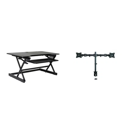 Rocelco 40" Standing Desk Converter With Dual Monitor Mount, Black
