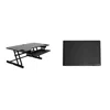 Rocelco 45" Height Adjustable Standing Desk Converter With Anti Fatigue Floor Mat In Black
