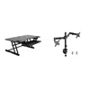 Rocelco 45" Height Adjustable Standing Desk Converter With Dual Monitor Mount In Black