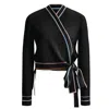 Roch Perel Women's Black Coloured Trim Wrap Sweater In Black