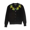 Roch Perel Women's Black Flower Embroidered Cardigan In Black