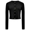 Roch Perel Women's Black / Gold Black Satin And Ribbed Knit Cardigan In Black/gold