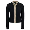 Roch Perel Women's Black / Neutrals / Gold Contrast Cable Knit Cardigan In Multi