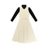 Roch Perel Women's Black / Neutrals / White Ivory  And Black Contrast Knitted Dress In Black/white