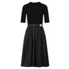 Roch Perel Women's Black / Silver Black Knit And Taffeta Midi Buckle Dress In Black/silver