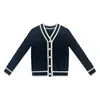 Roch Perel Women's Black / White Black Contrast Cable Cardigan In Black/white