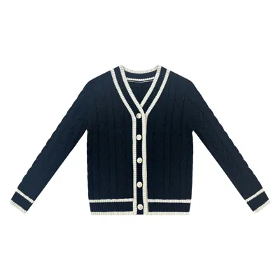 Roch Perel Women's Black / White Black Contrast Cable Cardigan In Black/white
