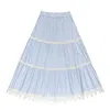 Roch Perel Women's Blue Lace And Stipes Layered Skirt In Blue