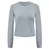 Roch Perel Women's Blue / Silver Rhinestone Neck Button Back Sweater In Blue/silver