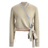 Roch Perel Women's Brown / Neutrals Beige Coloured Trim Wrap Sweater In Brown