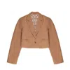 Roch Perel Women's Brown Silk Lined Cropped Blazer In Brown