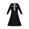 Roch Perel Women's White / Gold / Black Black Striped Knit And Crepe Dress In Gold/black/white