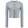 Roch Perel Women's Gold / Blue Blue Satin And Ribbed Knit Cardigan In Gold/blue
