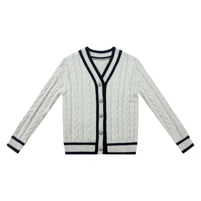 Roch Perel Women's Neutrals / White / Black Cream Contrast Cable Cardigan In White/black