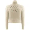 Roch Perel Women's Neutrals / White Ivory Embellished Fur Knit Sweater In White