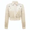 Roch Perel Women's Neutrals / White / Silver Ivory Embellished Taffeta Shirt In Neutral