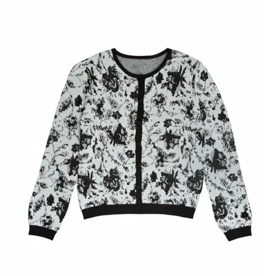 Roch Perel Women's Silver Metallic Jacquard Cardigan