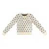 Roch Perel Women's White Monogrammed Gold Edged Sweater In White