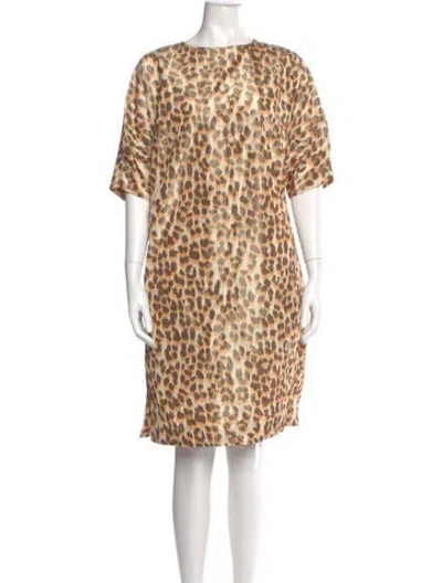 Pre-owned Rochas Animal Print Knee-length Dress In Brown