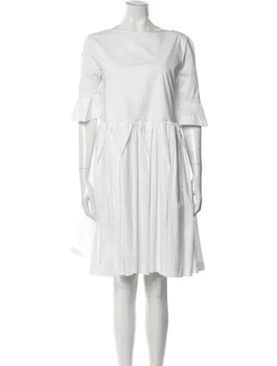 Pre-owned Rochas Bateau Neckline Knee-length Dress W/ Tags In White