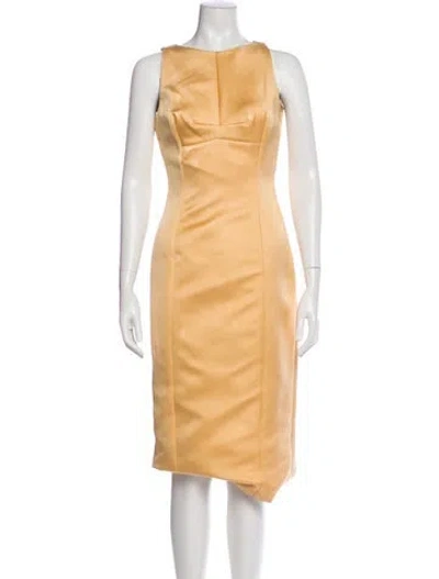 Pre-owned Rochas Bateau Neckline Midi Length Dress In Neutral