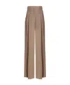 Rochas High Waist Wide Leg Trousers In Brown