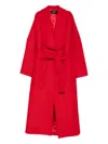 Rochas Belted Coat In Red