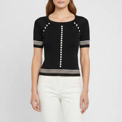 Pre-owned Rochas Black Logo Detail Rib Knit Cut Out Top M