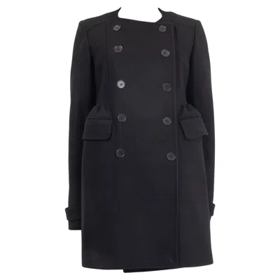 Pre-owned Rochas Black Wool Blend Double Breasted Peacoat Coat Jacket 44 L