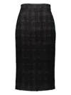 Rochas Pencil Skirt In Solid Check Boucle In Black