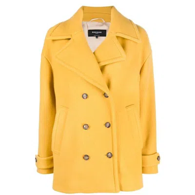 Rochas Double-breasted Coat In Yellow