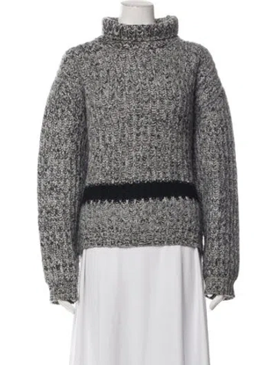 Pre-owned Rochas Colorblock Pattern Turtleneck Sweater In Grey