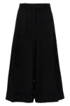 Rochas Wide Leg Pleated Culotte Trousers In Black