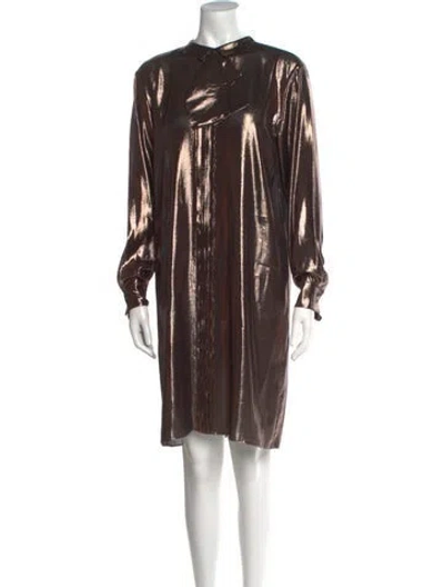 Pre-owned Rochas Crew Neck Knee-length Dress In Brown