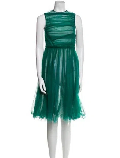 Pre-owned Rochas Crew Neck Knee-length Dress In Green