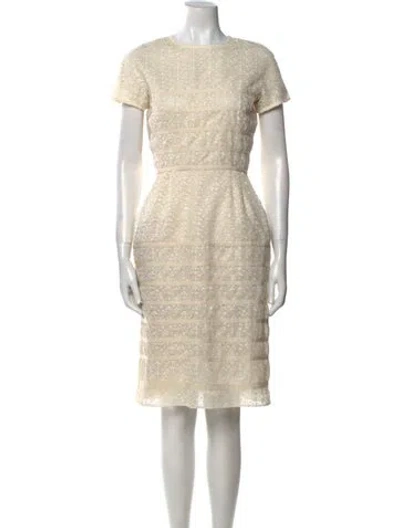 Pre-owned Rochas Crew Neck Knee-length Dress In Neutral
