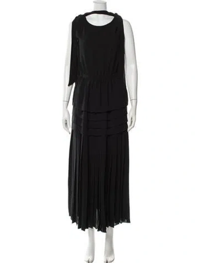 Pre-owned Rochas Crew Neck Long Dress In Black