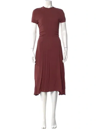 Pre-owned Rochas Crew Neck Long Dress In Burgundy