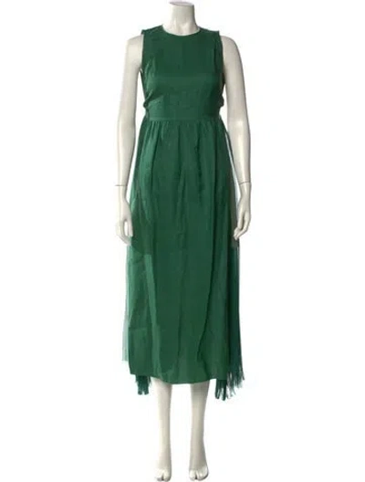 Pre-owned Rochas Crew Neck Long Dress In Green