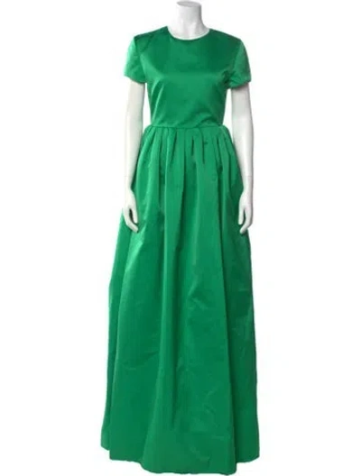 Pre-owned Rochas Crew Neck Long Dress In Green