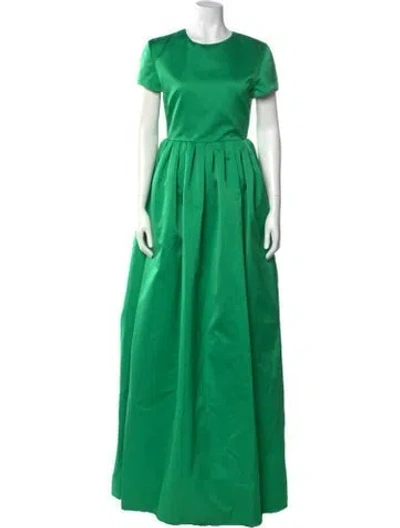 Pre-owned Rochas Crew Neck Long Dress In Green