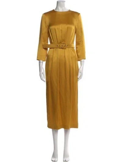 Pre-owned Rochas Crew Neck Long Dress In Yellow